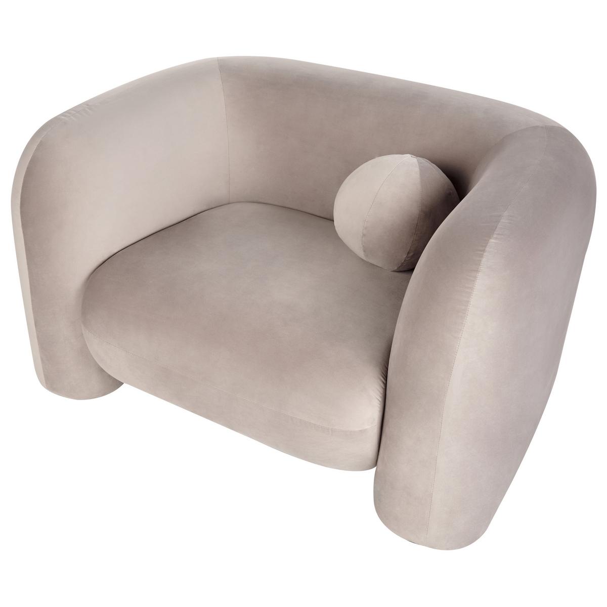SESSEL Samtstoff Taupe Leiren - Taupe, Textil (111/73/83cm) - Beliani