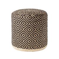 SITZPOUF rund mit Ethno-Muster, 40/40/45 cm - Schwarz, Textil (45/40/45cm) - Homescapes