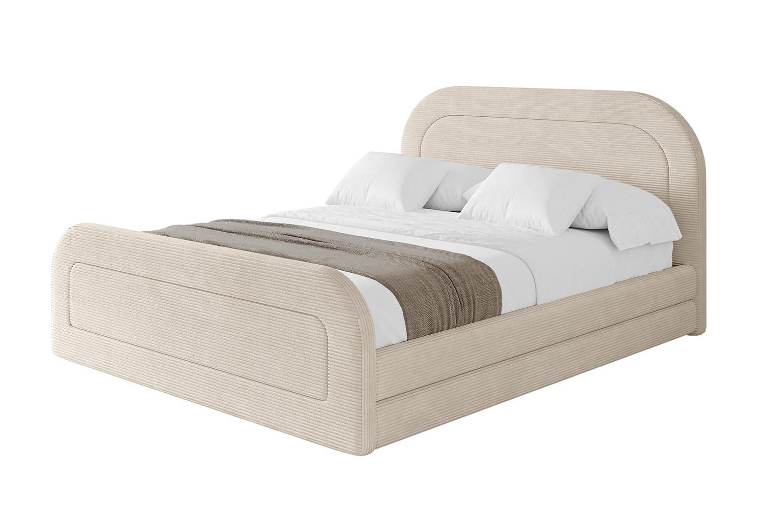 POLSTERBETT mit Bettkasten, Fußteil und Lattenrost, Boxbett mit Matratze H3/H4 - LERIS-Z 180x200 Beige - Creme, Holzwerkstoff/Textil (180/200cm) - ALTDECOR