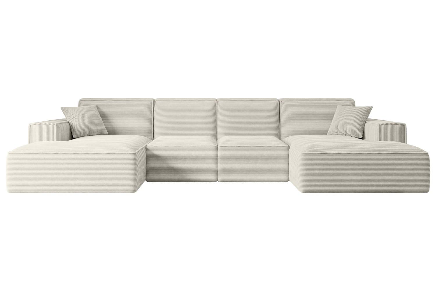 WOHNLANDSCHAFT SIERRA-U - 349x169x80 cm Creme Cord - Hellgrau/Creme, Holzwerkstoff/Kunststoff (349/80/169cm) - ALTDECOR