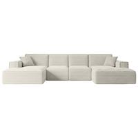 WOHNLANDSCHAFT SIERRA-U - 349x169x80 cm Creme Cord - Hellgrau/Creme, Holzwerkstoff/Kunststoff (349/80/169cm) - ALTDECOR