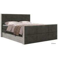 BOXSPRINGBETT DELNOR KING DUO 140/200 - Dunkelgrau Velvet - Topper Visco - H4 - Dunkelgrau/Anthrazit, Kunststoff/Textil (140/200cm) - MKS