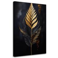 WANDBILD blattgoldfarn - Schwarz, Textil (80/120cm) - Feeby