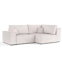 ECKSOFA AVION mit Schlaffunktion Hellbeige im Neve Stoff - Sandfarben/Schwarz, Holz/Holzwerkstoff (253/148cm) - AltaBeds
