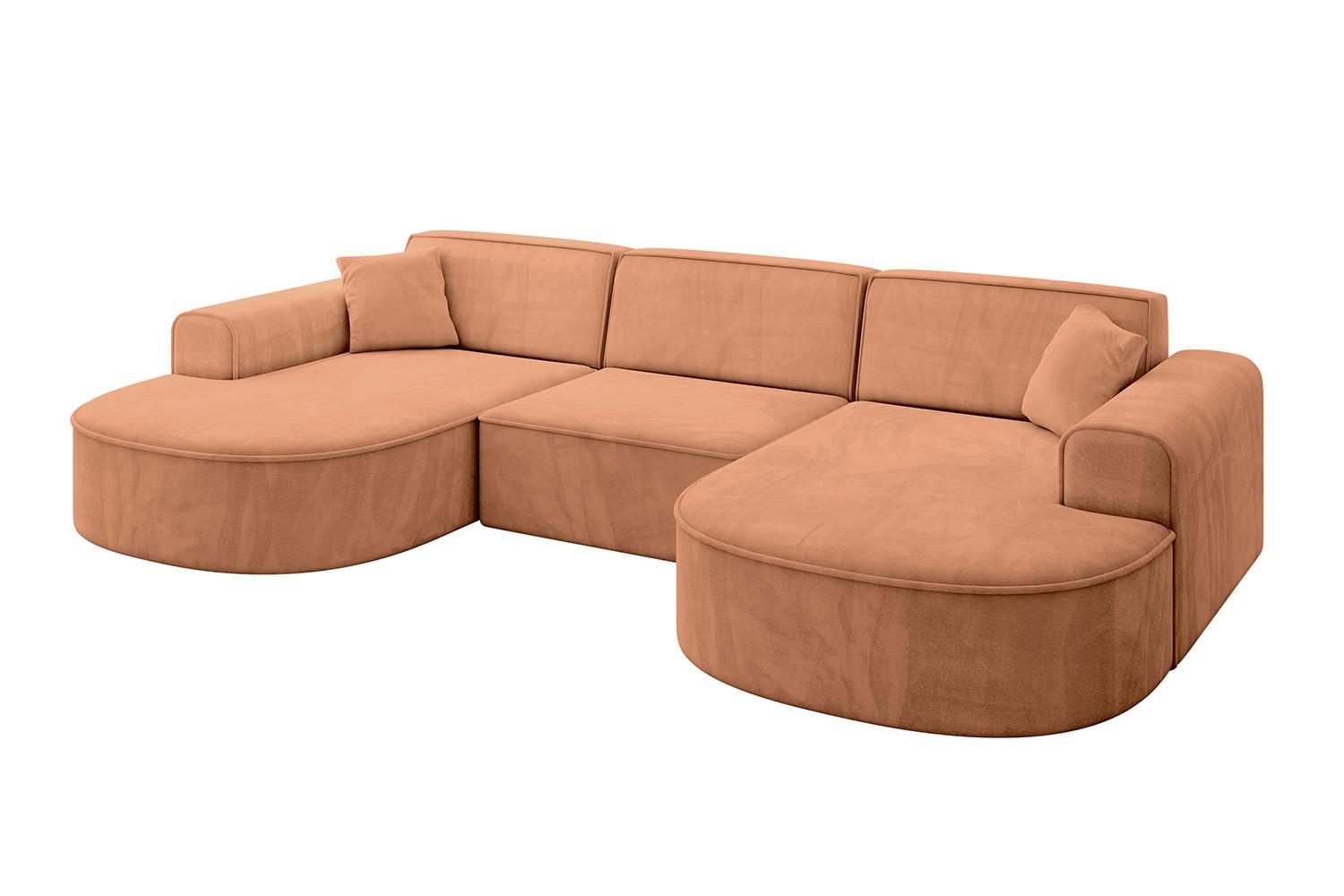 WOHNLANDSCHAFT MARI-U1 - 303x171x79 cm Orange Velours - Schwarz/Orange, Holzwerkstoff/Kunststoff (303/79/171cm) - ALTDECOR