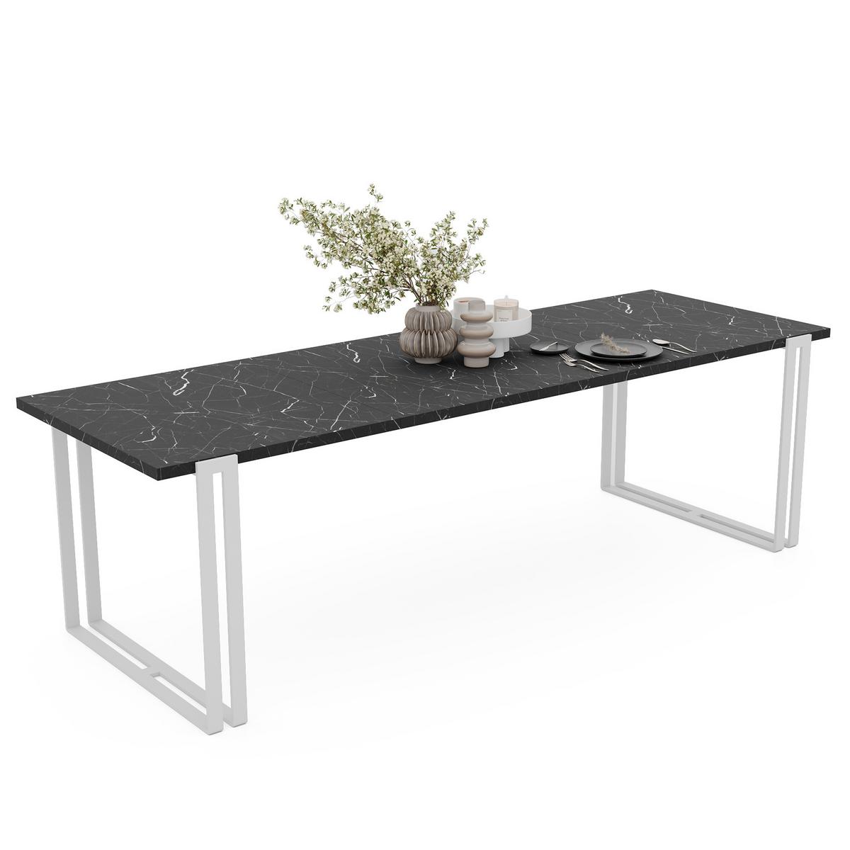 TISCH ausziehbar aus MDF, Schwarz - Schwarz/Weiß, Holzwerkstoff (160/80/76cm) - Idohome
