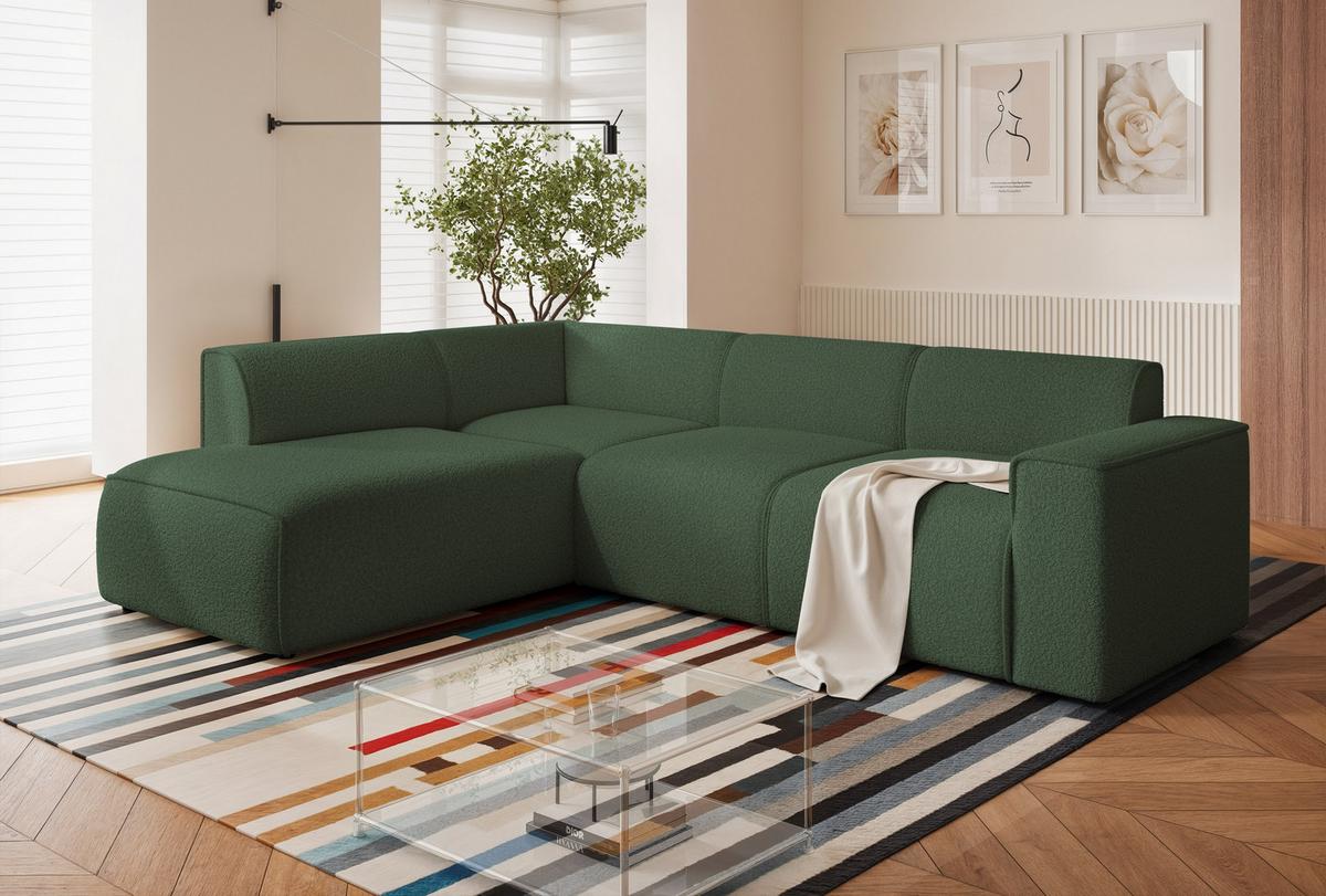ECKSOFA ZAVO Links Feiner Mischstoff in Grün - Grün, Kunststoff/Textil (310/218cm) - Idohome