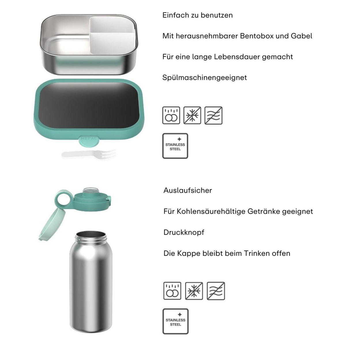 EDELSTAHL-LUNCHSET Campus Cool Blue 2-tlg. - Blau, Kunststoff/Metall (2/2/2cm) - Mepal