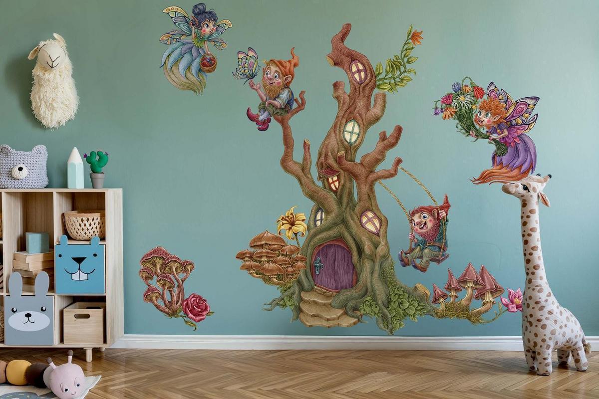 WANDAUFKLEBER 60x62cm - Feenwald - Multicolor, Kunststoff (60/62/0.1cm) - Wallfluent