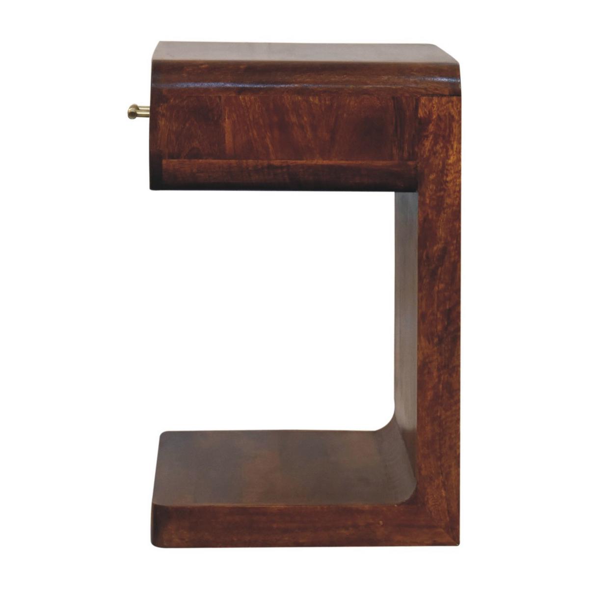 NACHTKASTEN Kastanie T-Stange Abgerundet, 1 Schublade und Offener Bereich, Dunkelbraun - Dunkelbraun/Messingfarben, Holz/Metall (45/55/35cm) - Artisan Furniture