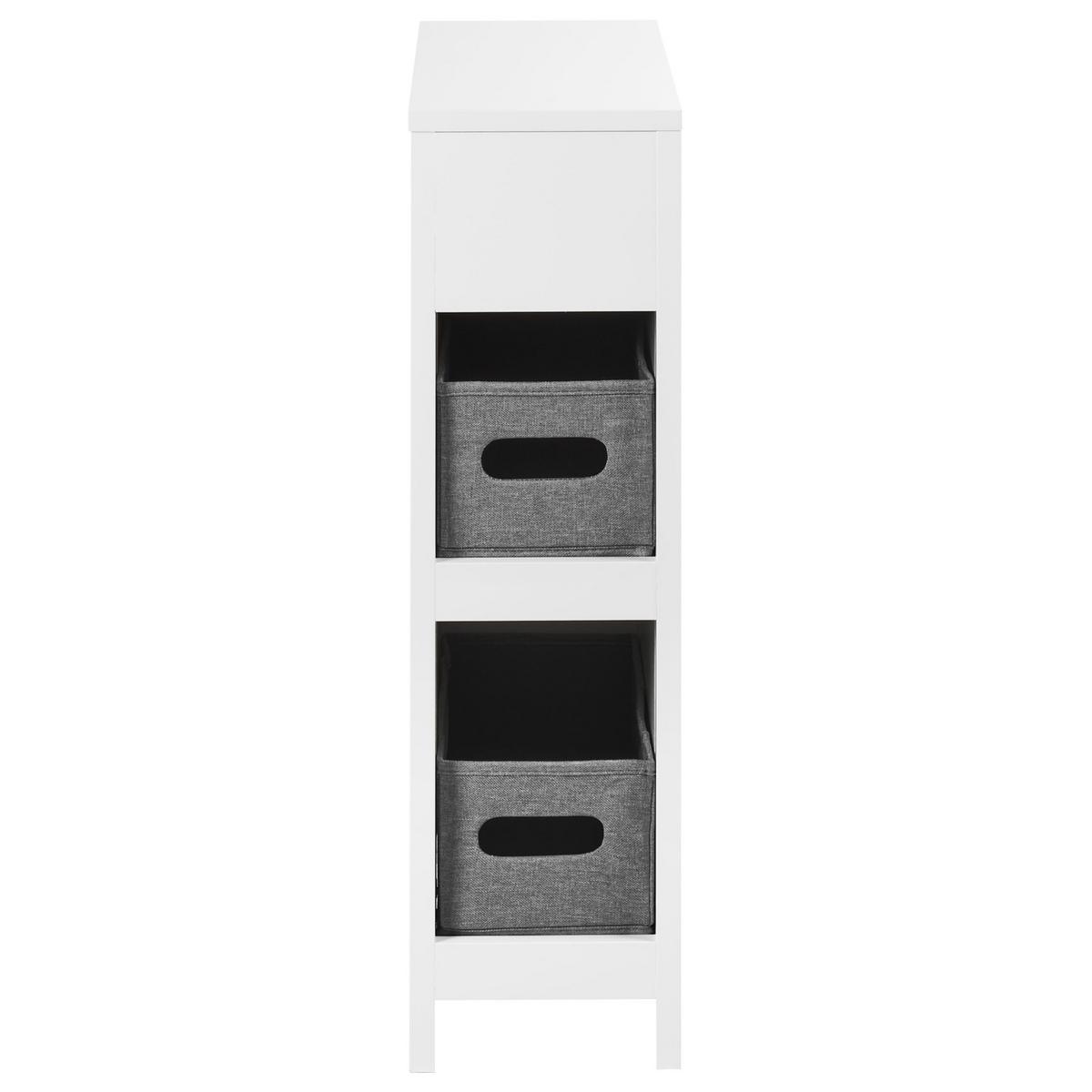 BADEZIMMERSCHRANK 20 cm Weiß Cachi - Dunkelgrau/Weiß, Holzwerkstoff (20/70/60cm) - Beliani
