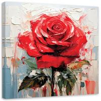 LEINWANDBILD Rosa Rote Blumen 30x30cm - Rot, Textil (30/30cm) - Feeby