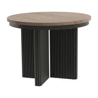 ESSTISCH Prestige runder Design-Tisch, ausziehbar Ø 100–180 cm, Walnuss+Schwarz - Walnussfarben/Schwarz, Metall (100/100/77cm) - Beautysofa