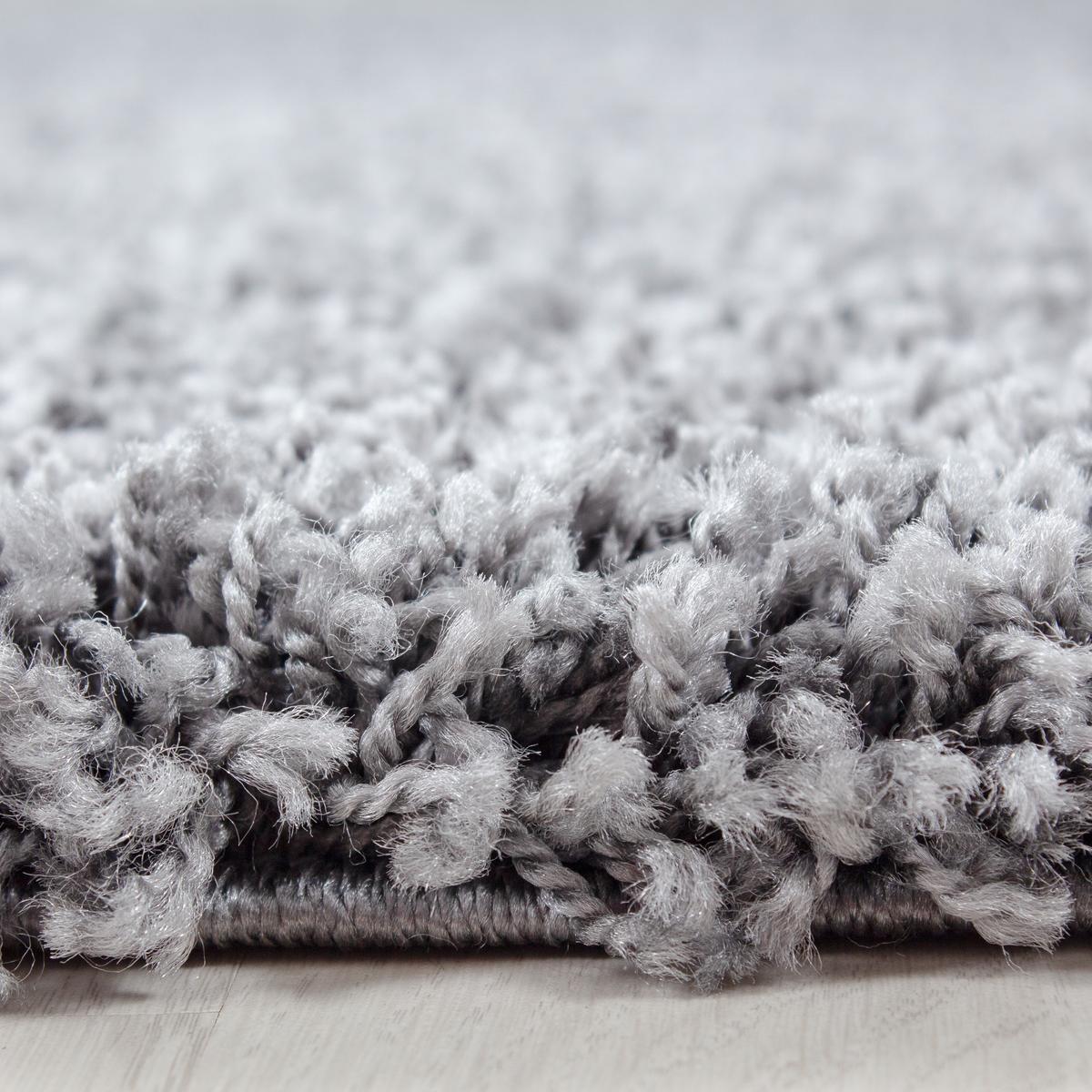 HOCHFLORTEPPICH RHEIN, einfarbig, Hellgrau, Ø 120 cm - Grau, Textil (120/120cm) - KADIMA DESIGN