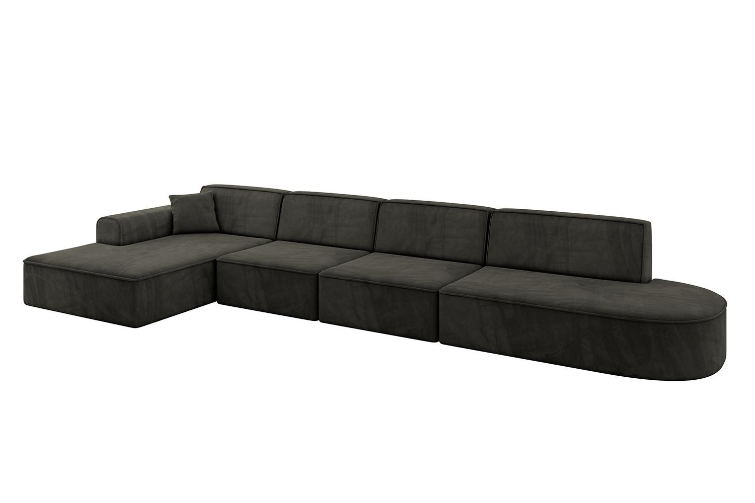ECKSOFA Ottomane Links IREA-L3-v3 - 412x165x77 cm Schwarz - Schwarz, Holzwerkstoff/Textil (412/165cm) - ALTDECOR
