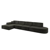 ECKSOFA Ottomane Links IREA-L3-v3 - 412x165x77 cm Schwarz - Schwarz, Holzwerkstoff/Textil (412/165cm) - ALTDECOR