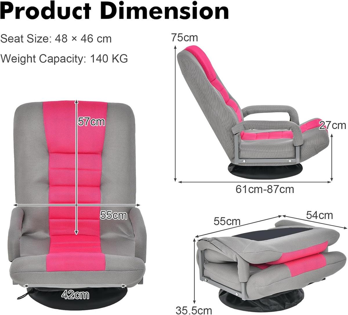 RELAXSESSEL Pink - Pink, Metall (87/75/55cm) - COSTWAY