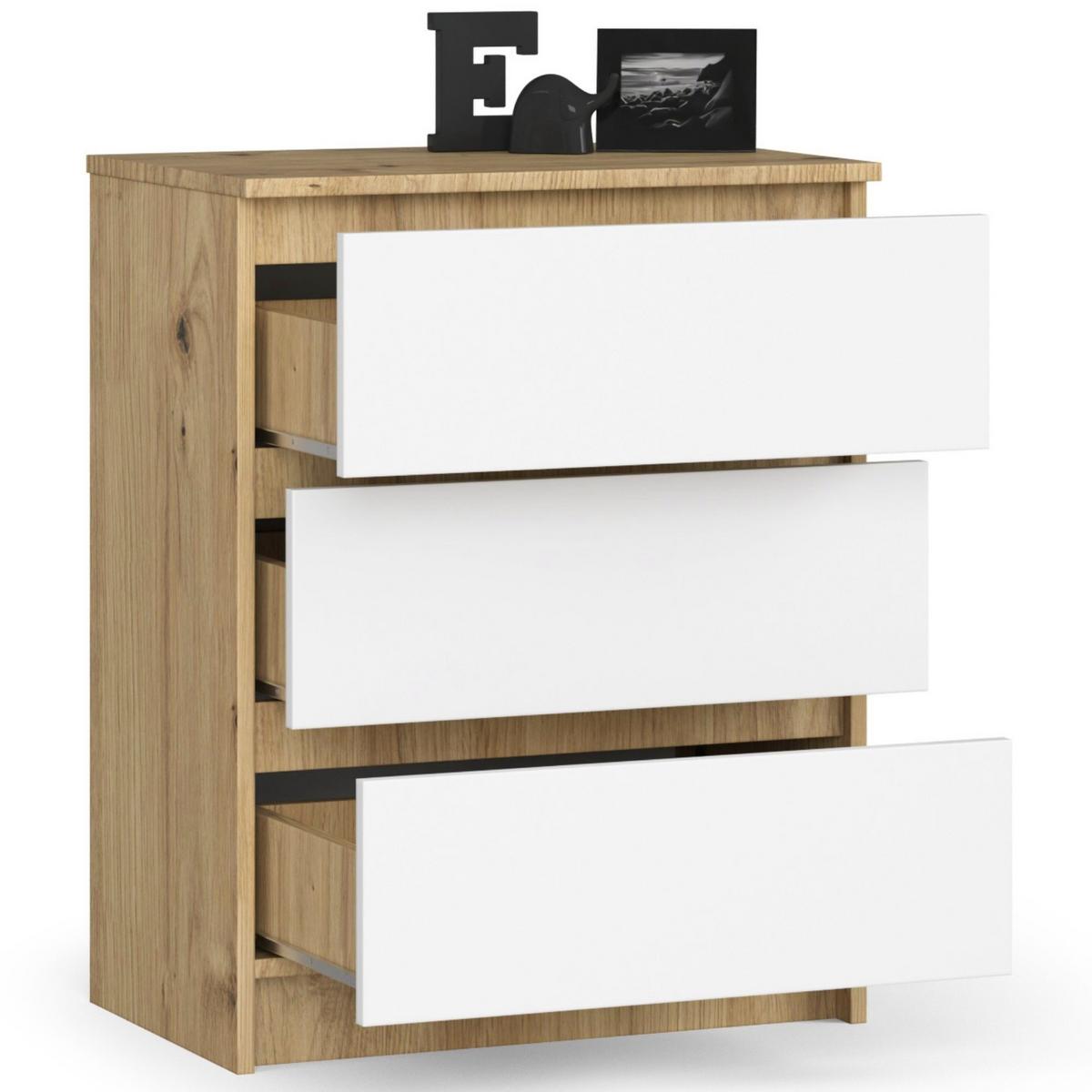 KOMMODE Eiche Artisan, Weiß 77/60/40 - Eiche Artisan/Weiß, Holzwerkstoff (60/77/40cm) - RAUMHIRSCH FURNITURE