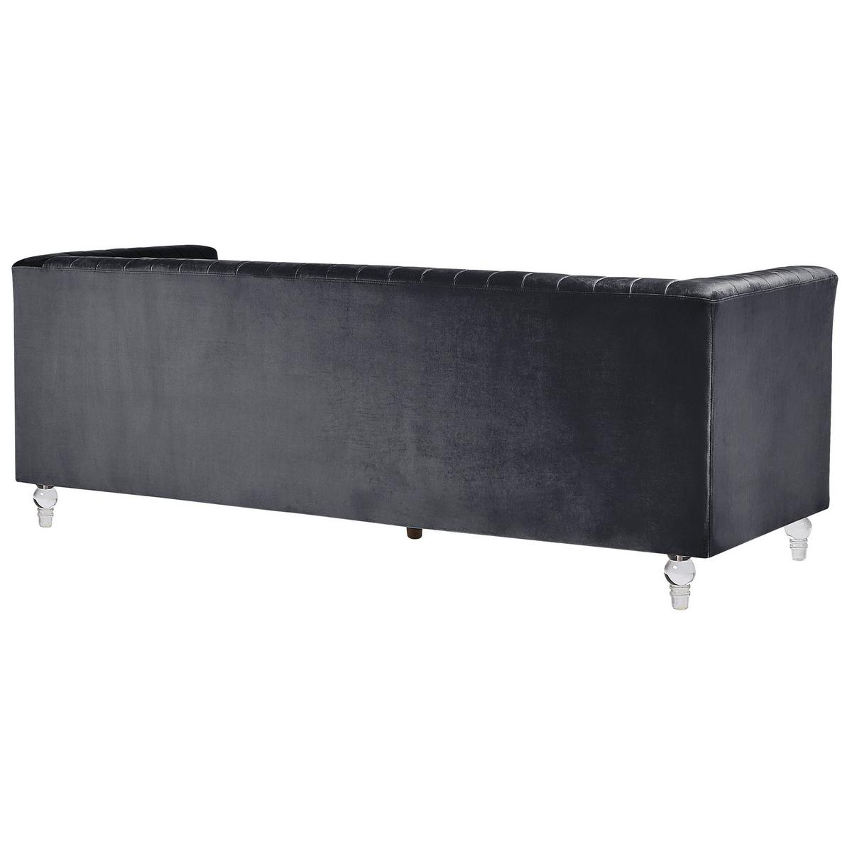 3-SITZER-SOFA Samtstoff Schwarz Arvika - Schwarz, Textil (204/75/78cm) - Beliani