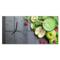 WANDUHR aus Glas 60x30 cm - Frucht-Smoothie - Grün, Glas (60/30/0.4cm) - TULUP