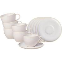 KAFFEETASSEN MIT UNTERTASSEN Crafted Cotton 170 ml 12-tlg. - Weiß, Keramik (14.9/8.4/14.9cm) - like.Villeroy & Boch