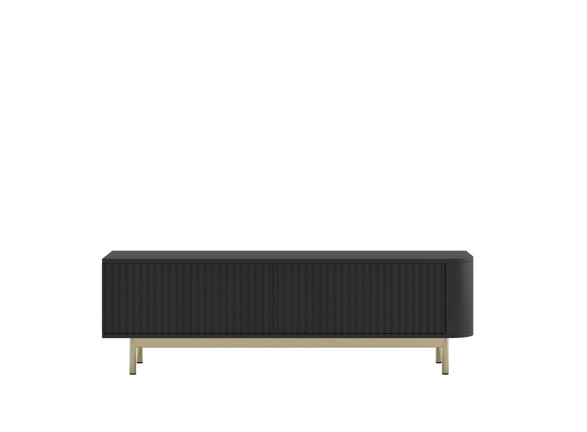 TV-LOWBOARD Aurora 140 cm in Schwarz matt mit goldfarbenem Metallrahmen - Goldfarben/Schwarz, Holzwerkstoff/Metall (140/44/35cm) - Meble Lindner