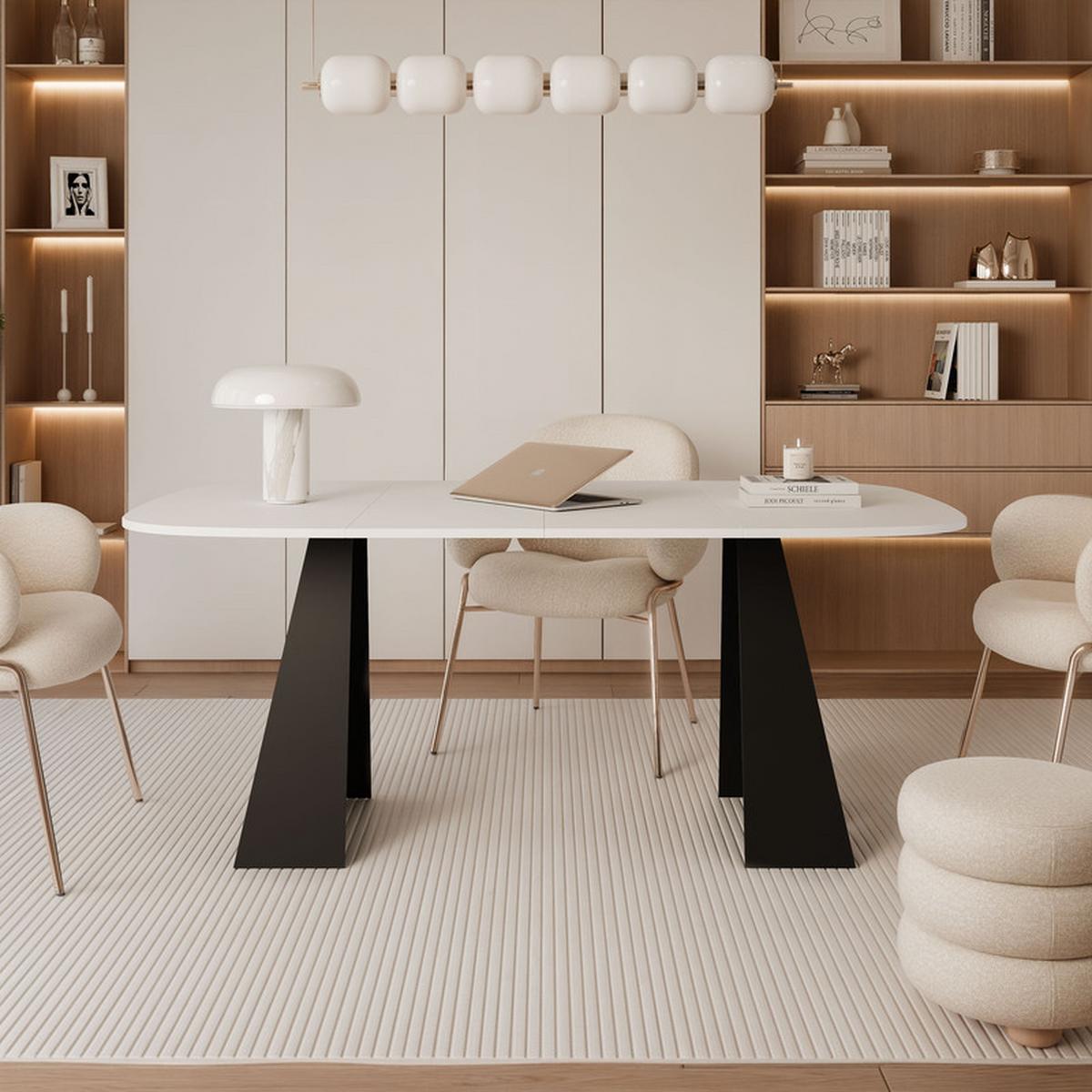 AUSZIEHTISCH ZELO 120/60/76 cm, Schwarz / Weiß - Schwarz/Weiß, Holzwerkstoff/Metall (60/120/76cm) - Idohome