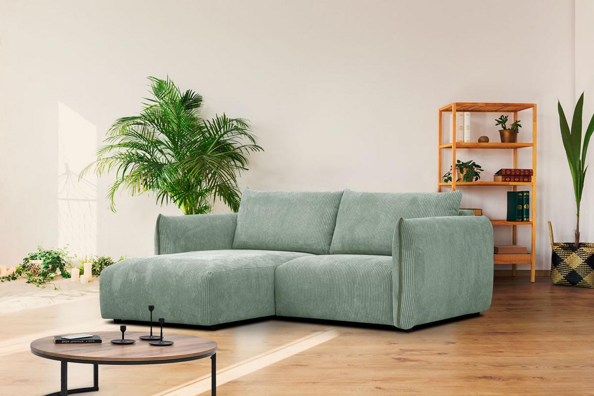 ECKSOFA TAUER 3-Sitzer, mintgrün - Schwarz/Mintgrün, Holzwerkstoff/Kunststoff (173/206cm) - Wozimo
