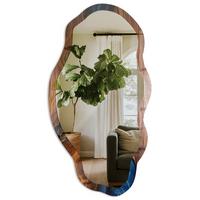 SPIEGEL 90x45 cm asymmetrisch mit Druck - Holzwasser - Transparent, Glas (45/90/0.4cm) - TULUP