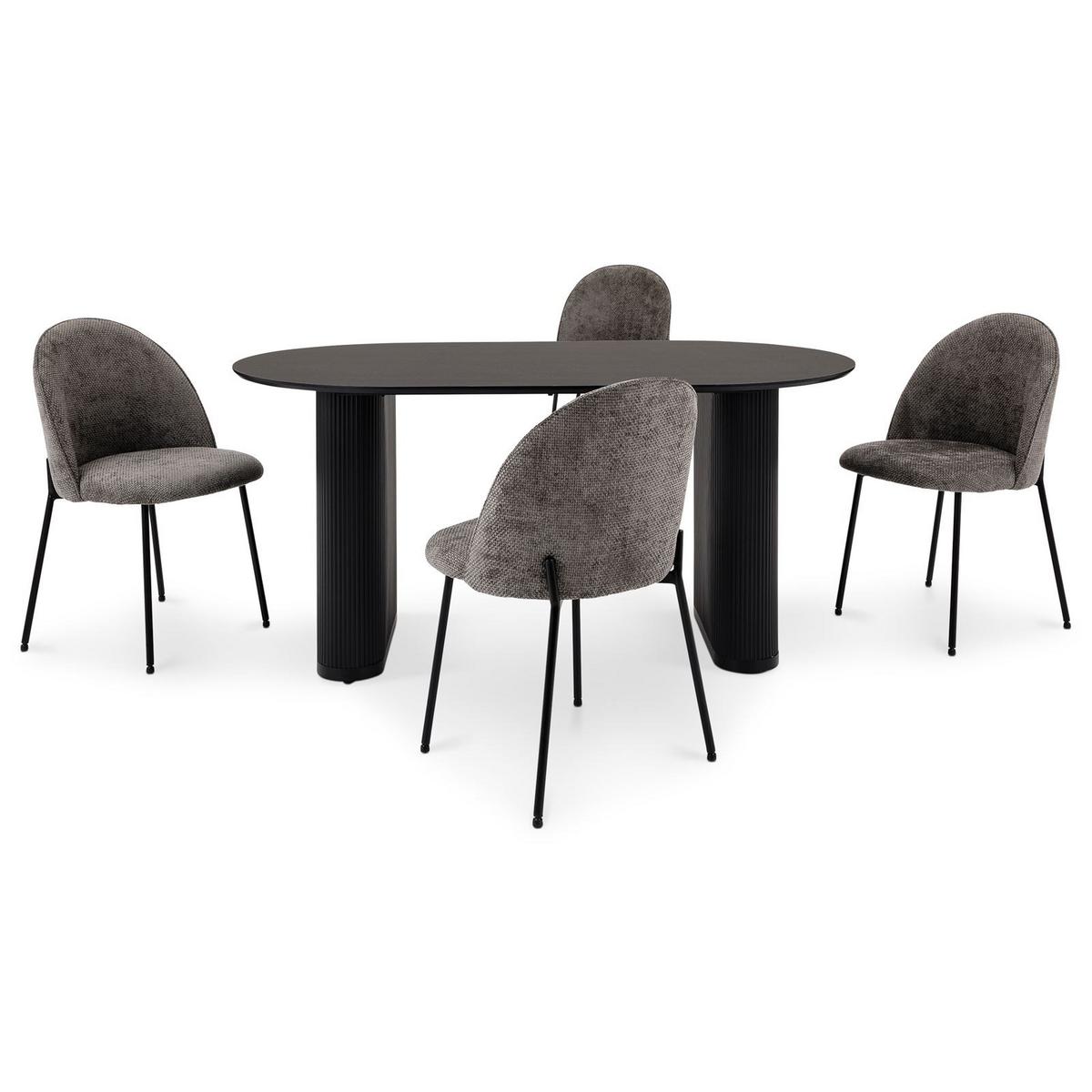 ESSGRUPPE MAXIM - Schwarz, Metall (160/76/90cm) - IDIMEX