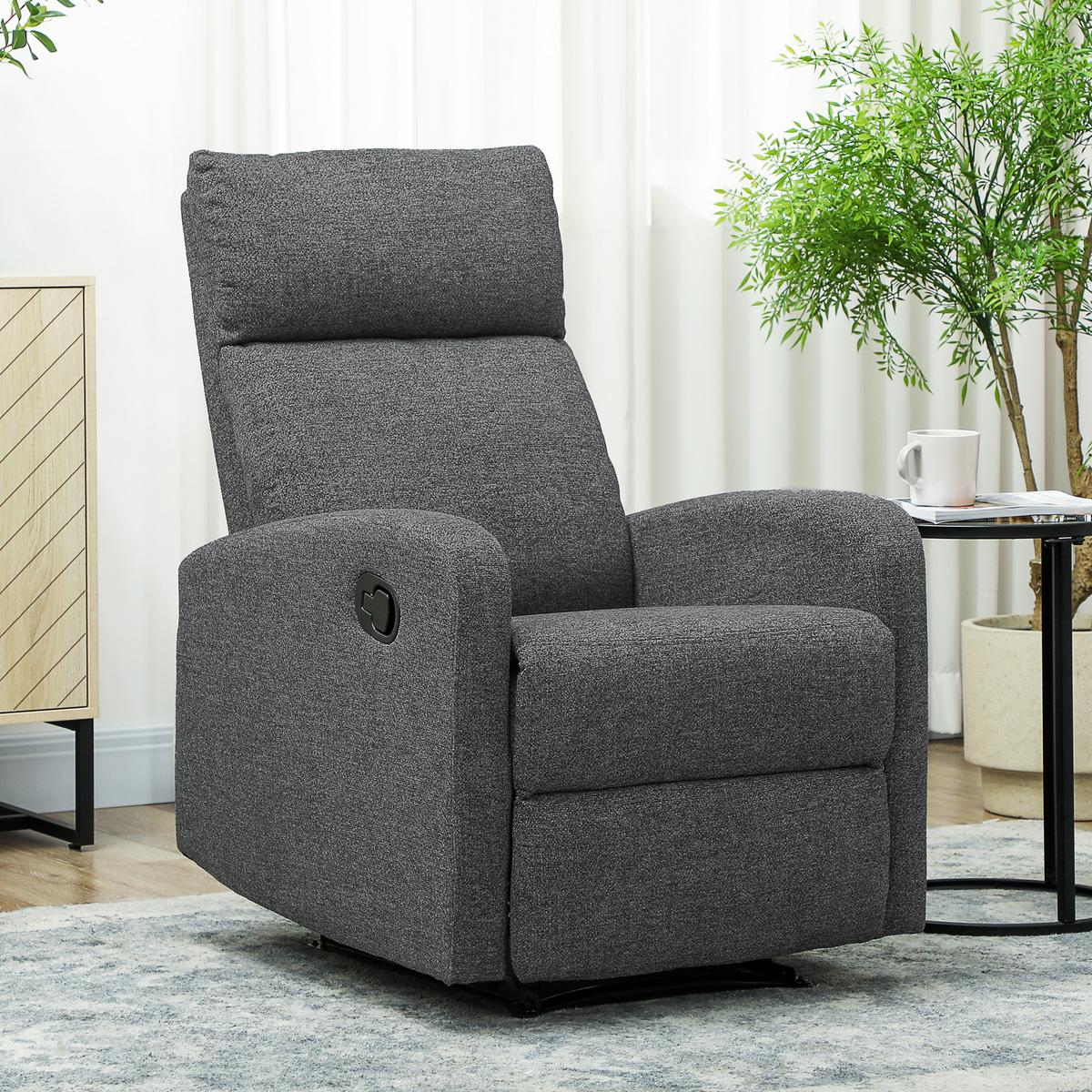 RELAXSESSEL Polyester Grau - Grau, Textil/Metall (63/98/91cm) - HOMCOM