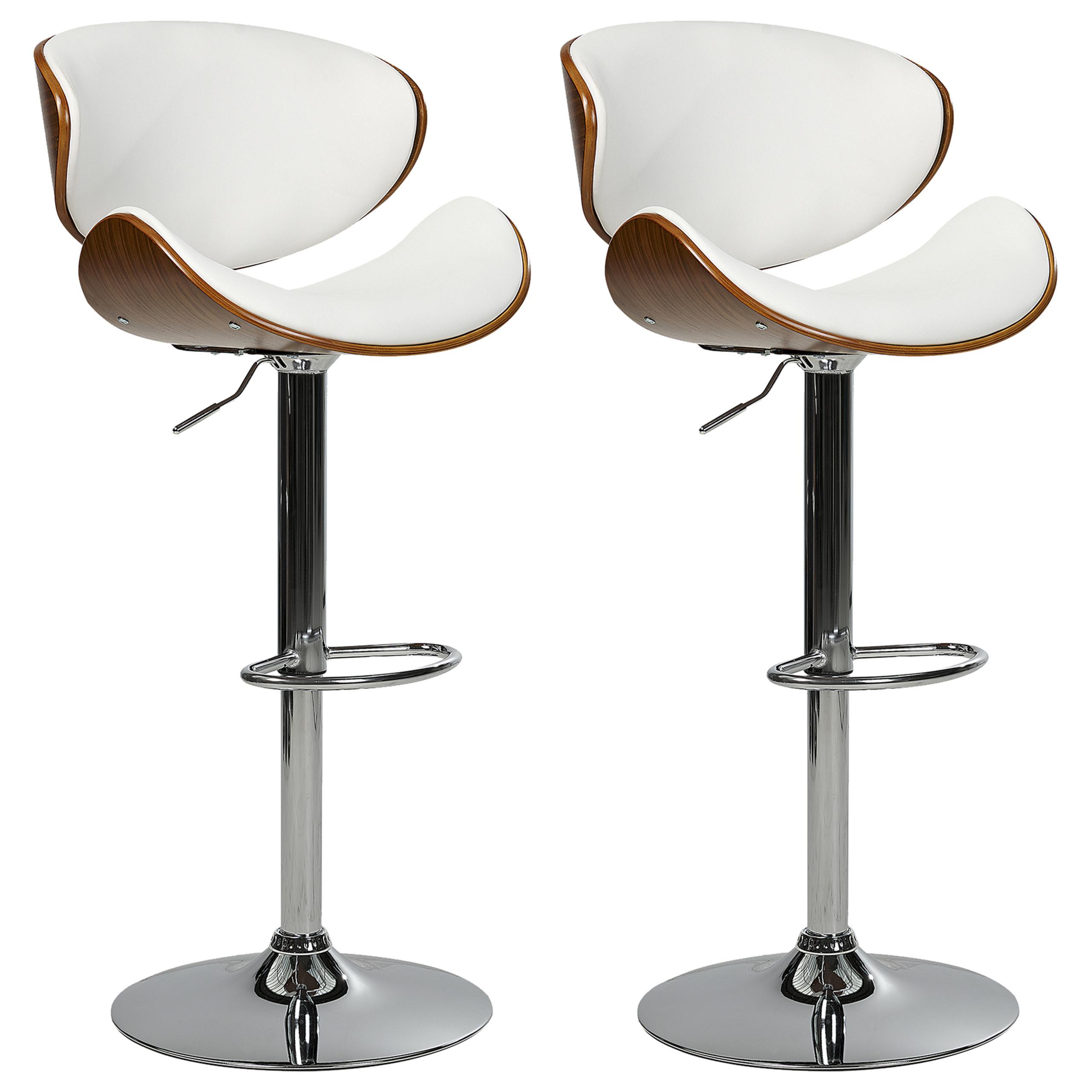 BARSTUHL 2er-Set Kunstleder drehbar Weiß Rotterdam - Weiß, Kunststoff (52/93/45cm) - Beliani
