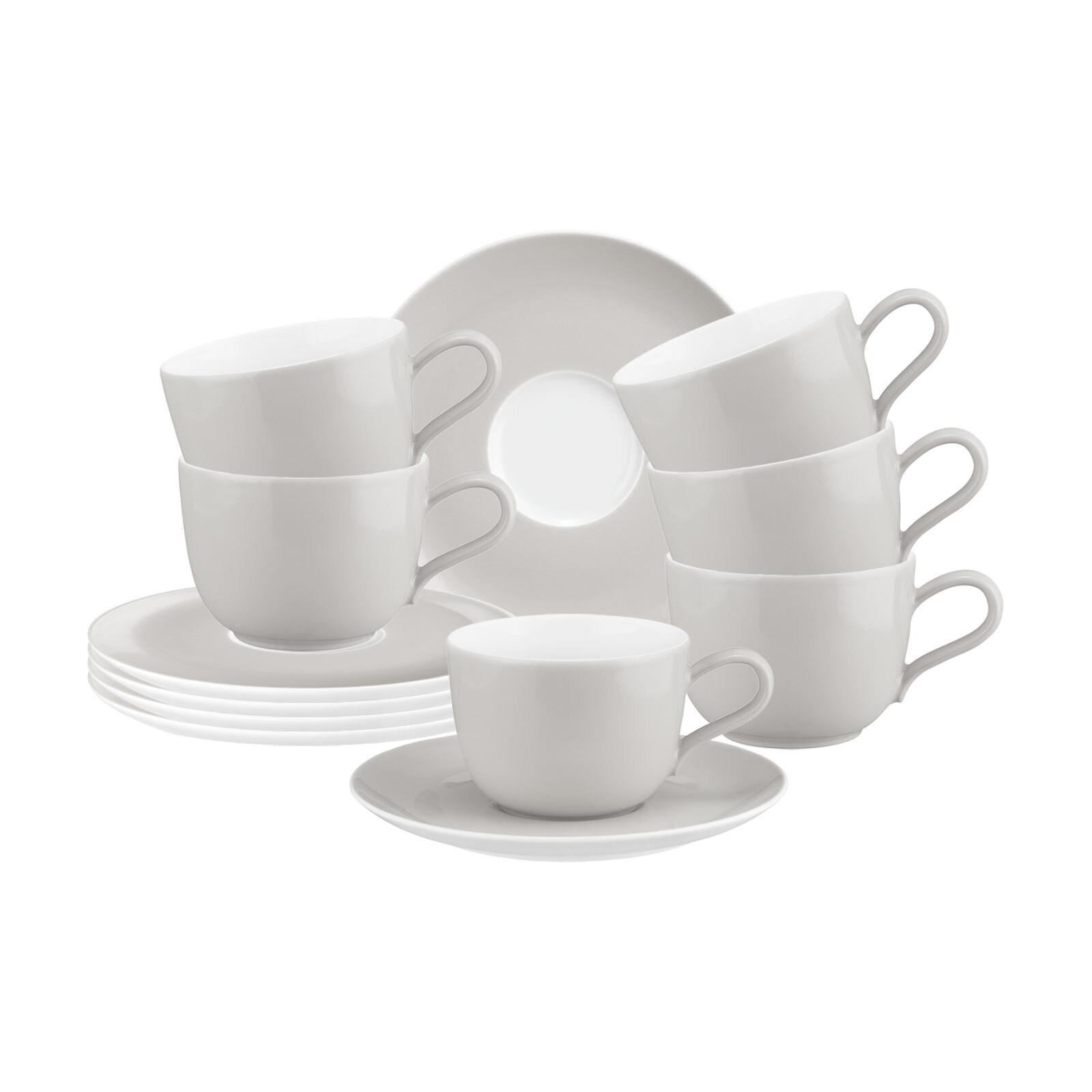 KAFFEETASSEN MIT UNTERTASSEN Liberty Pure Colors New Grey 260 ml 6er Set - Grau, Keramik (0.26L) - Seltmann Weiden