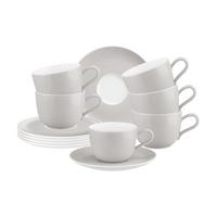 KAFFEETASSEN MIT UNTERTASSEN Liberty Pure Colors New Grey 260 ml 6er Set - Grau, Keramik (0.26L) - Seltmann Weiden