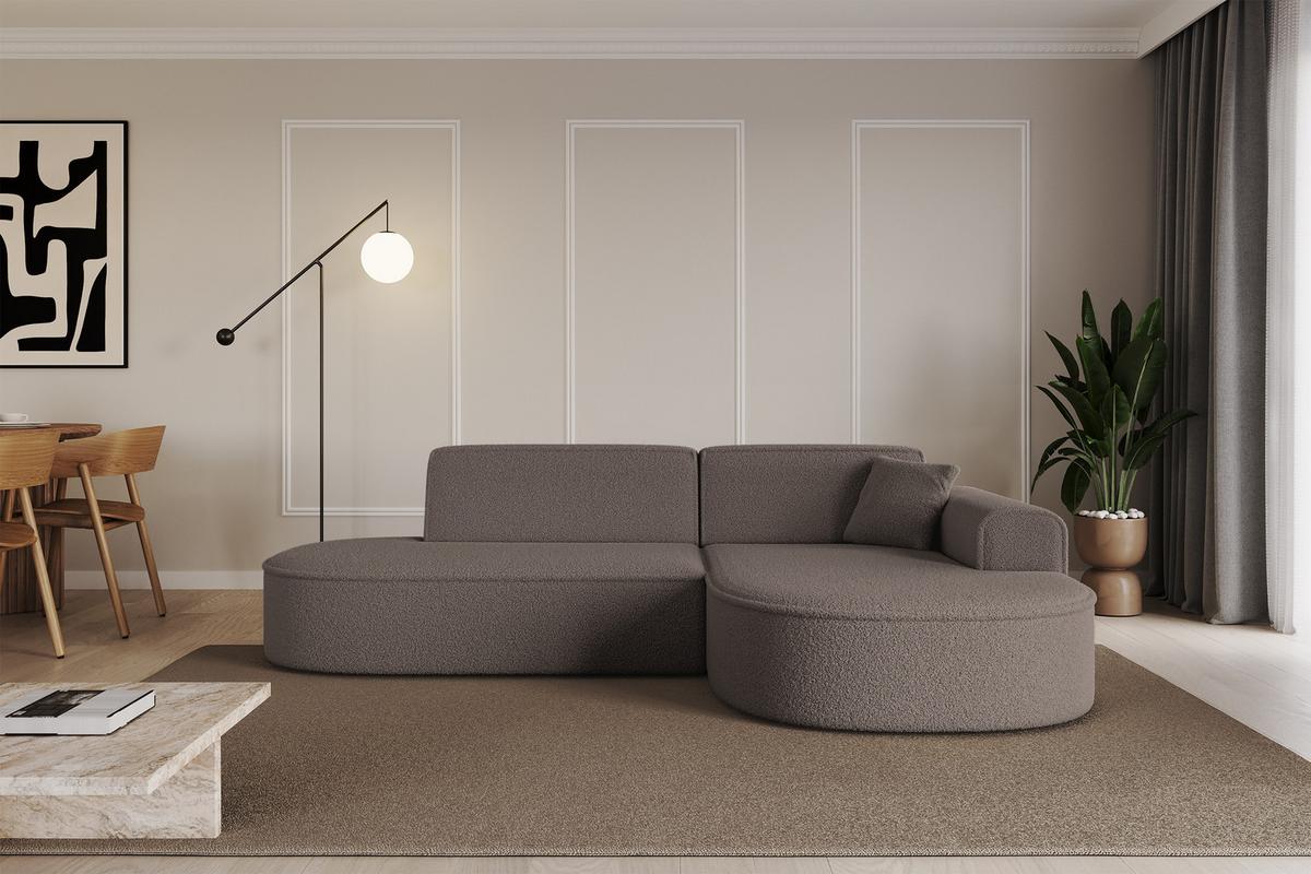 ECKSOFA Ottomane Rechts MARI-L1 - 243x171x79 cm Braun Bouclé - Schwarz/Braun, Holzwerkstoff/Kunststoff (171/243cm) - ALTDECOR
