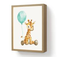 WANDLEUCHTE MIT AKKU Giraffe - Baby - Tiere - Blauer Ballon 30x40 cm - Weiß, Holzwerkstoff (30/40/8cm) - OnlyWow