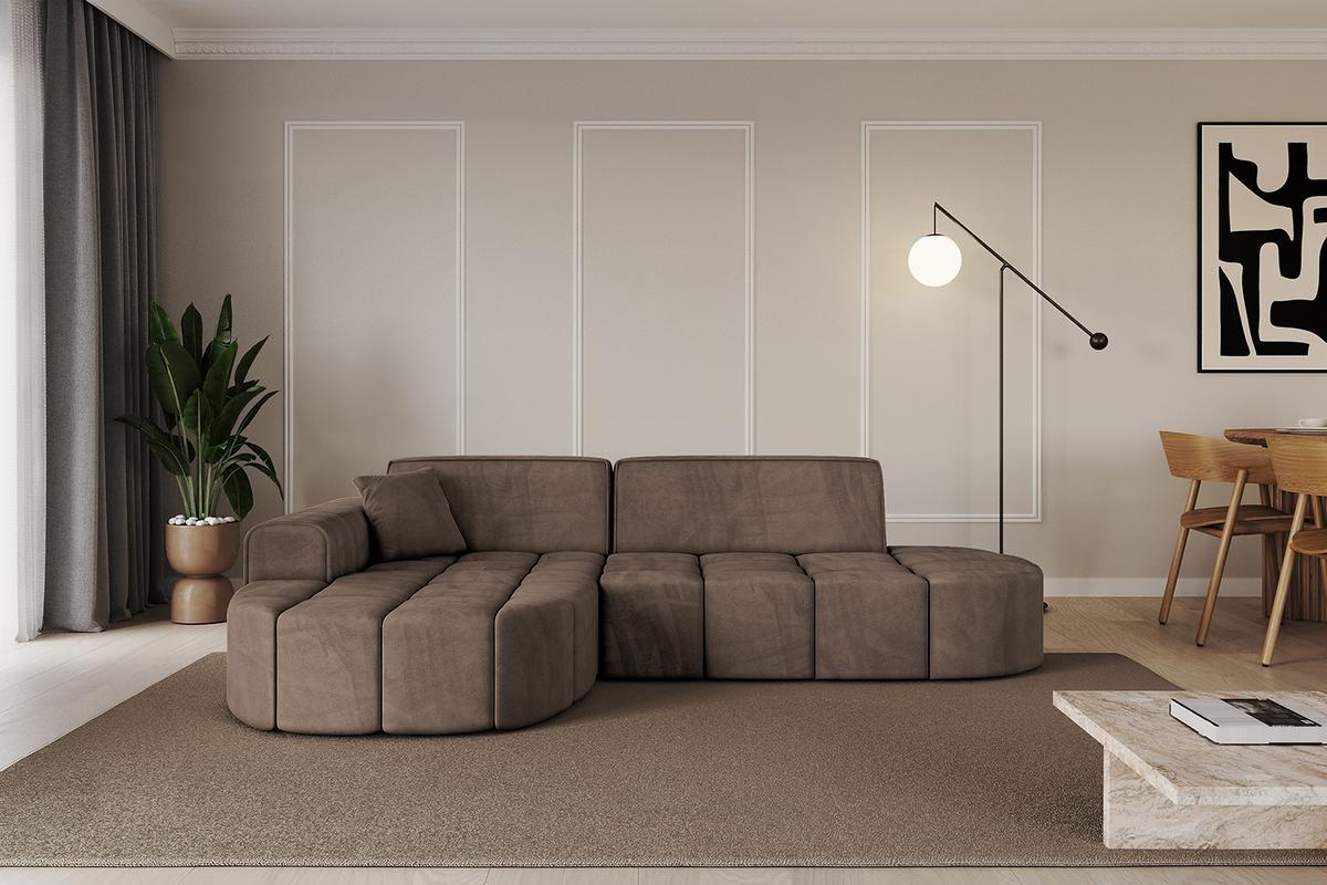 ECKSOFA Ottomane Links LIVO-L1 - 252x173x79,5 cm Braun - Braun, Holzwerkstoff/Textil (252/173cm) - ALTDECOR