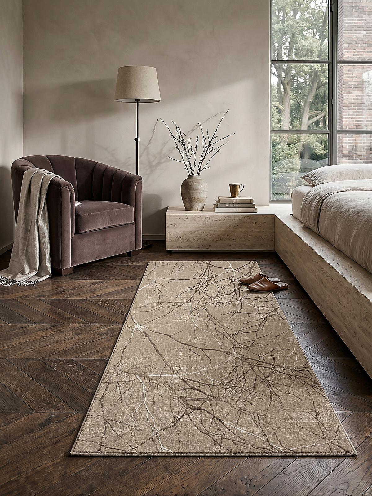 TEPPICHLÄUFER Abstrakt KAVALA Polyester Beige 80 x 300 cm - Beige, Textil (80/300cm) - KADIMA DESIGN