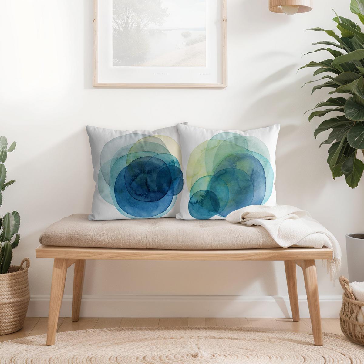 DEKOKISSEN 2er-Set Urknall - blau grün Duo 40/40 cm - Pastellblau, Textil (40/40cm) - Bilderwelten
