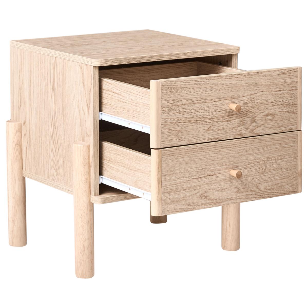 NACHTTISCH mit 2 Schubladen Hellbraun Collins - Hellbraun, Naturmaterialien (40/40/50cm) - Beliani