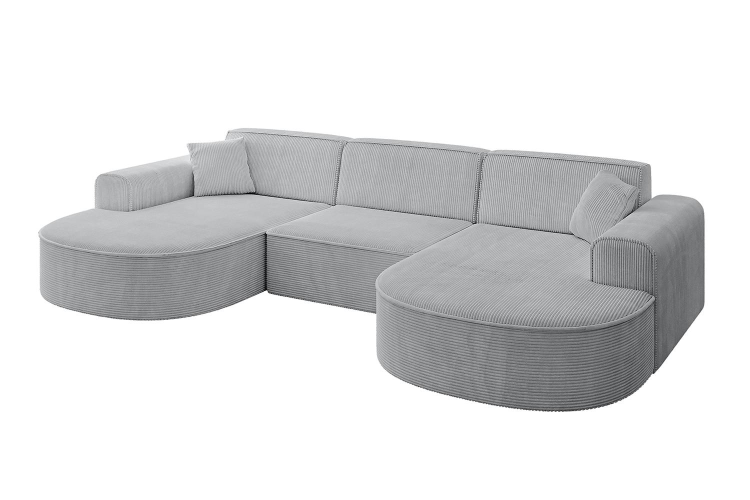 WOHNLANDSCHAFT MARI-U1 - 303x171x79 cm Grau Cord - Schwarz/Grau, Holzwerkstoff/Kunststoff (303/79/171cm) - ALTDECOR