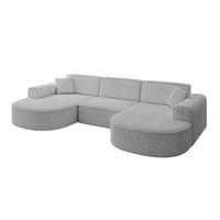 WOHNLANDSCHAFT MARI-U1 - 303x171x79 cm Grau Cord - Schwarz/Grau, Holzwerkstoff/Kunststoff (303/79/171cm) - ALTDECOR