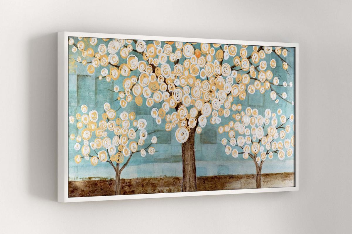 ÖLGEMÄLDE 140/70 cm - Petrol/Braun, Holz/Textil (140/70cm) - KUNSTLOFT