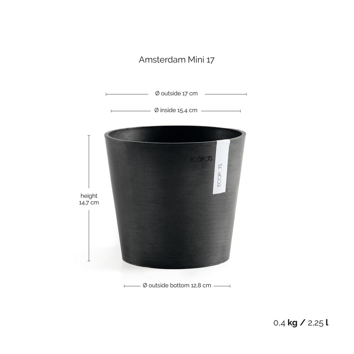 BLUMENTOPF Amsterdam 17/14,7 cm Dunkelgrau - Dunkelgrau, Kunststoff (17/14.7cm) - Ecopots
