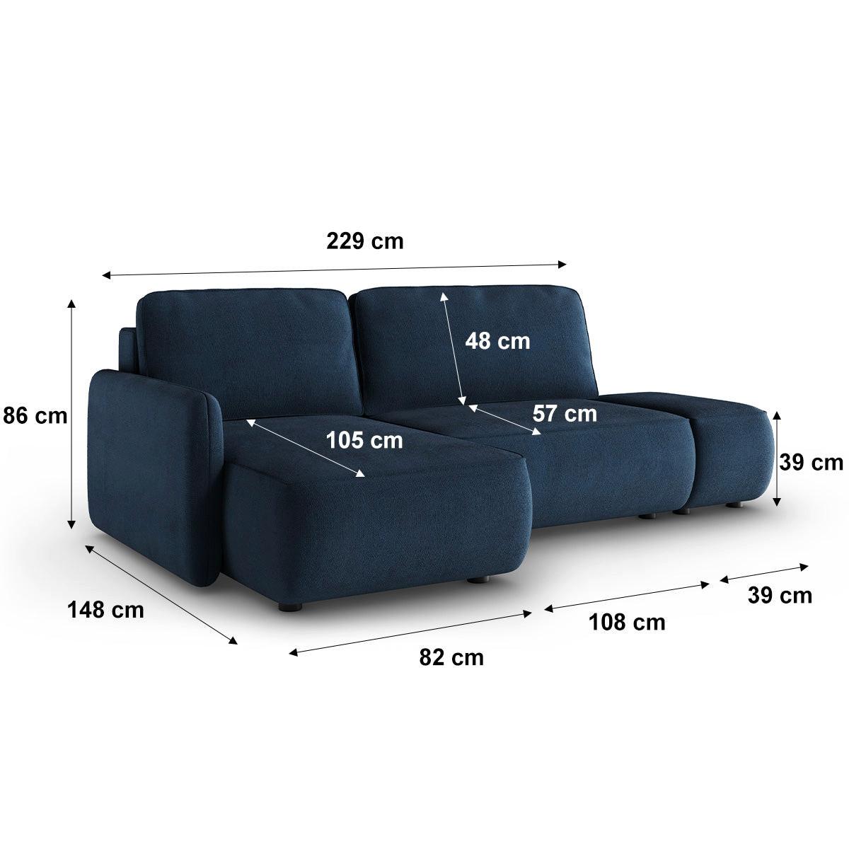 ECKSOFA Alessio 3 Sitzplätze Dunkelblau - Blau, Holz (229/148cm) - Petits-meubles