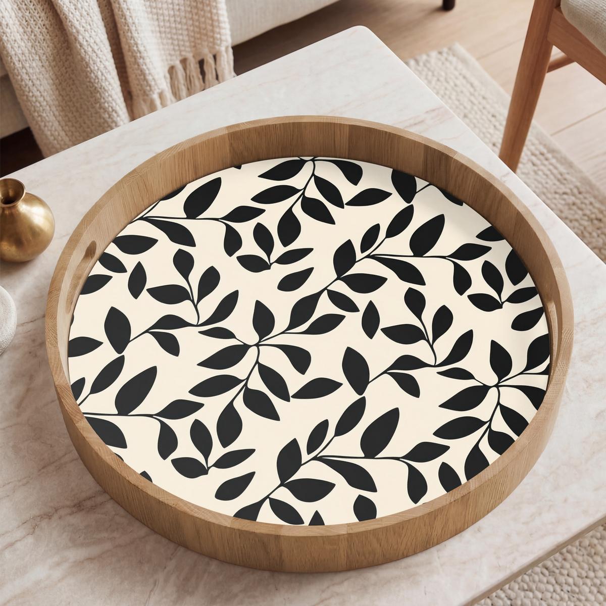 TABLETT Elegant - Gemustert - Schwarz - Beige 50x50 cm - Schwarz, Holz (50/5/5cm) - OnlyWow