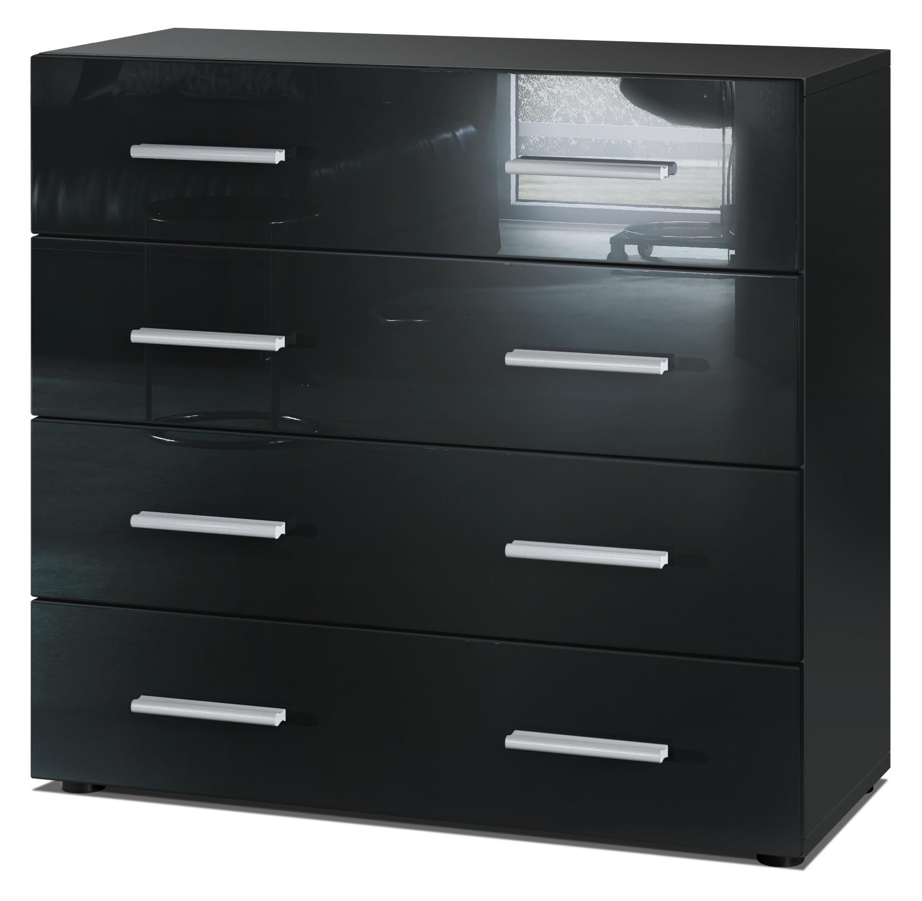 KOMMODE Pavos Schwarz Hochglanz - Schwarz Hochglanz, Holzwerkstoff (76/72/35cm) - Vladon