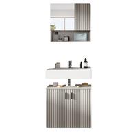 BADMÖBEL-SET Kaschmir 2-teilig 60 cm, Badkombination in modernem Design - Kaschmir/Schwarz, Glas/Holzwerkstoff (60/180/30cm) - Inn.Furn