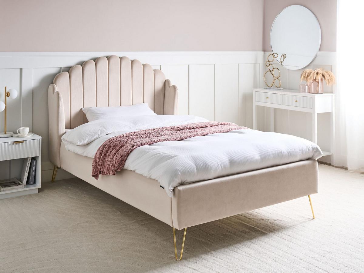 BETT mit Lattenrost 120/200 cm Stoff Hellbeige Ambillou - Beige, Textil (120/200cm) - Beliani