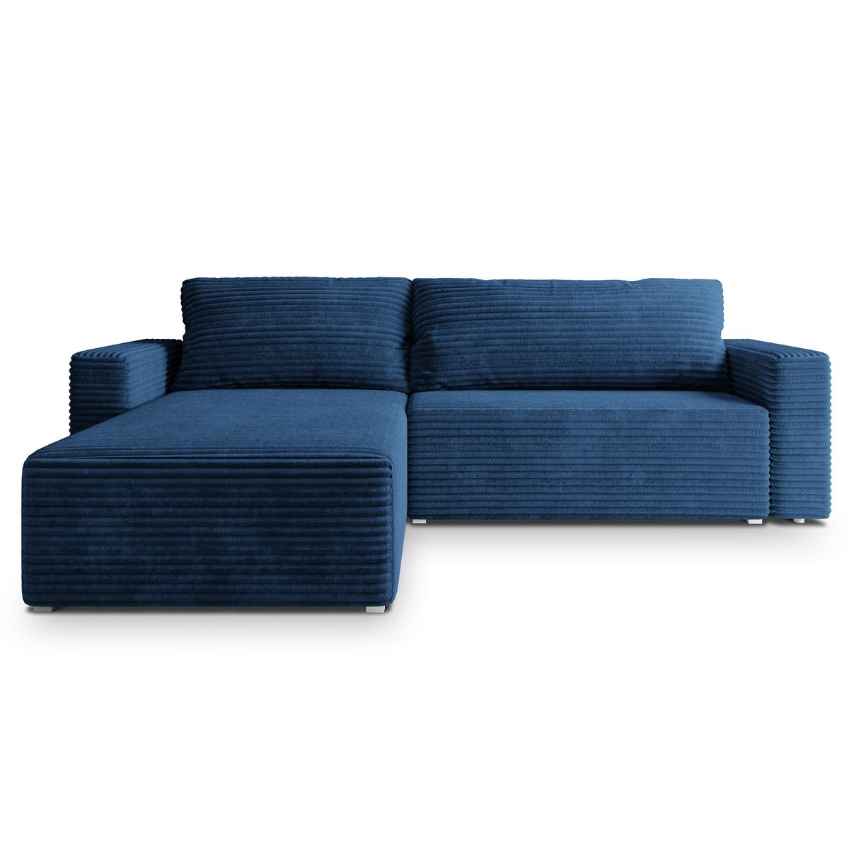 ECKSOFA CALTI T Blau Kordstoff mit Schlaffunktion - Blau, Holzwerkstoff/Textil (283/183cm) - MASSENO
